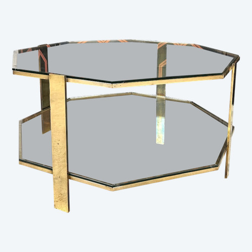 Table basse octogonale en bronze 1960s