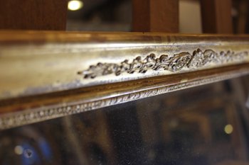 Petit Miroir Ancien Restauration Feuille d'Or, Mercure 47 X 55 Cm
