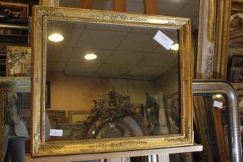 Petit Miroir Ancien Restauration Feuille d'Or, Mercure 47 X 55 Cm