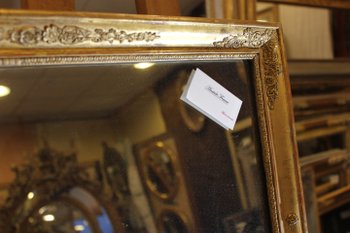 Petit Miroir Ancien Restauration Feuille d'Or, Mercure 47 X 55 Cm