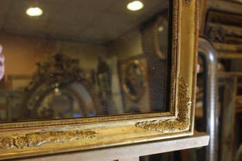 Petit Miroir Ancien Restauration Feuille d'Or, Mercure 47 X 55 Cm