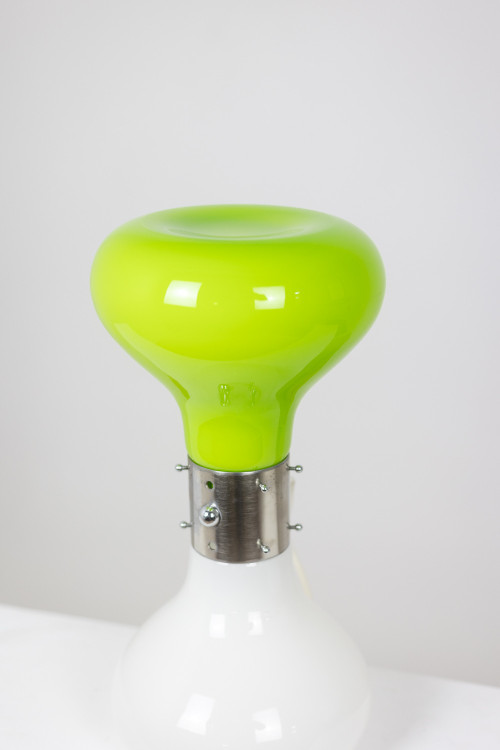 Carlo Nason. Lampada in vetro bianco e verde. 1970s. LS6076736T