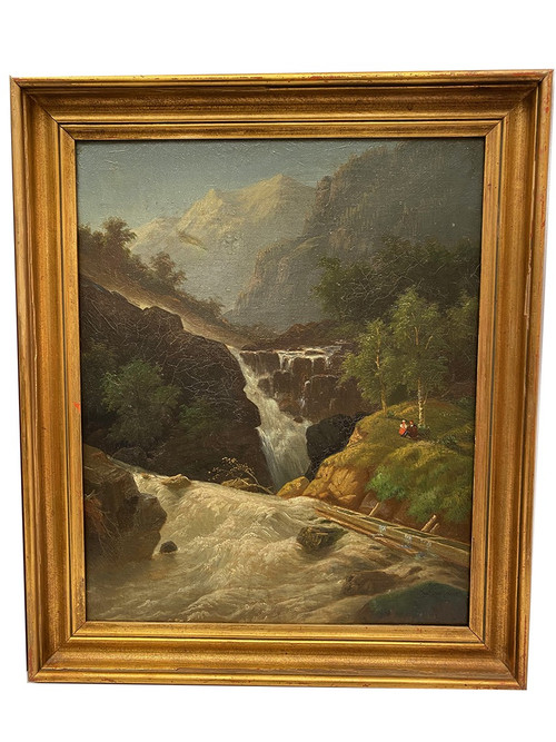 Carl Ludwig Schmitz, Pair of oils on canvas. Mountain landscapes, 19th century