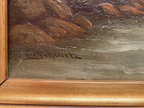 Carl Ludwig Schmitz, Pair of oils on canvas. Mountain landscapes, 19th century