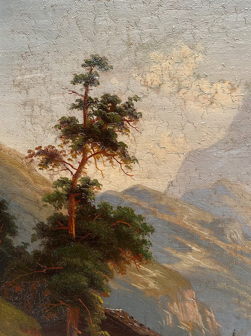 Carl Ludwig Schmitz, Pair of oils on canvas. Mountain landscapes, 19th century