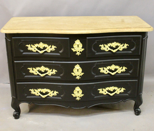 Curved chest of drawers Black lacquer finish