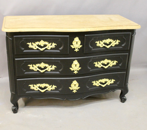 Curved chest of drawers Black lacquer finish