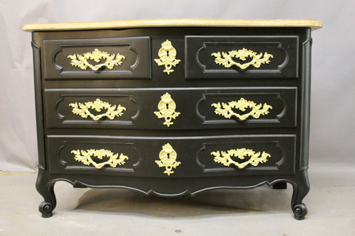 Curved chest of drawers Black lacquer finish