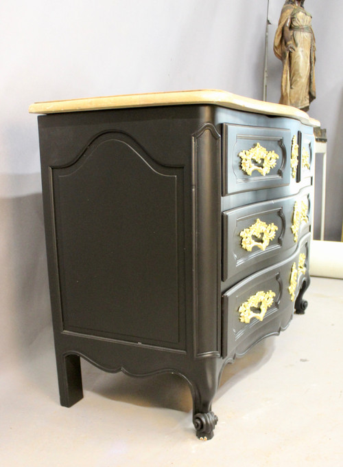 Curved chest of drawers Black lacquer finish