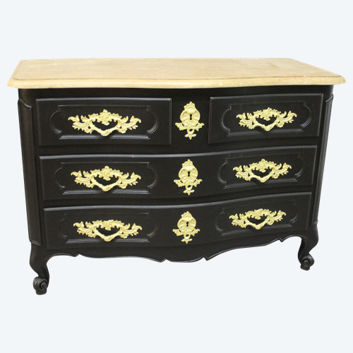 Curved chest of drawers Black lacquer finish