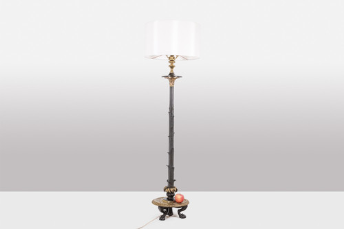 Restoration-style floor lamp in bronze with two patinas. Circa 1900. LS6115817Y