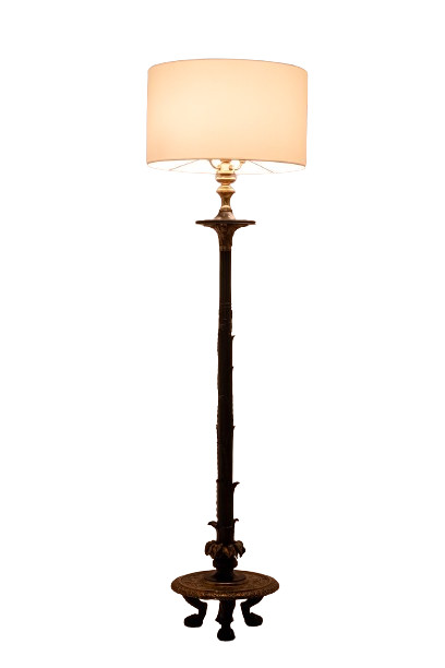 Restoration-style floor lamp in bronze with two patinas. Circa 1900. LS6115817Y