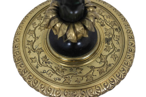 Restoration-style floor lamp in bronze with two patinas. Circa 1900. LS6115817Y