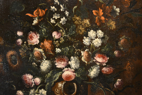 Andrea Scacciati (florence 1642-1710)  Composition Of Flowers Within Embossed Vase  (3 Of 3)