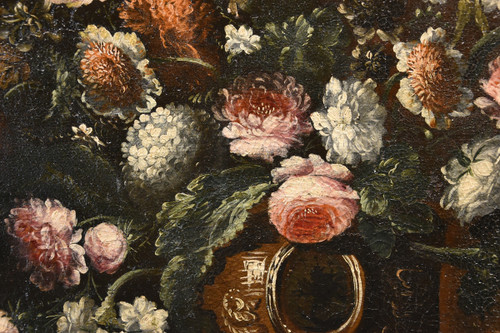 Andrea Scacciati (florence 1642-1710)  Composition Of Flowers Within Embossed Vase  (3 Of 3)