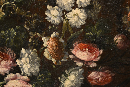 Andrea Scacciati (florence 1642-1710)  Composition Of Flowers Within Embossed Vase  (3 Of 3)