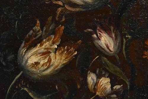 Andrea Scacciati (florence 1642-1710)  Composition Of Flowers Within Embossed Vase  (3 Of 3)