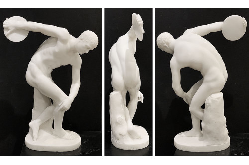 Marmo di Carrara, 51 cm, firmato Joseph Frugoni 1897/1923, Il Discobolo dopo l'Antichità