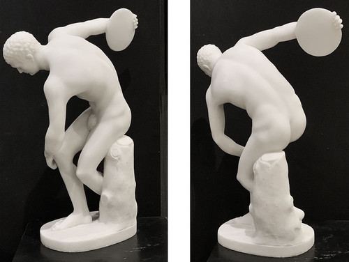 Marmo di Carrara, 51 cm, firmato Joseph Frugoni 1897/1923, Il Discobolo dopo l'Antichità