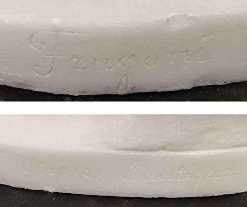 Marmo di Carrara, 51 cm, firmato Joseph Frugoni 1897/1923, Il Discobolo dopo l'Antichità