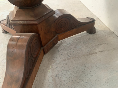 Round Empire-style pedestal table in mahogany and marble XIX century