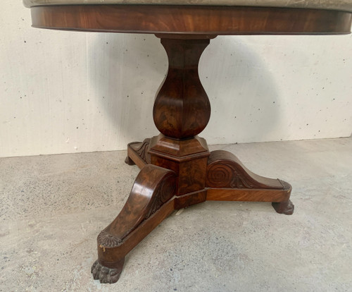 Round Empire-style pedestal table in mahogany and marble XIX century