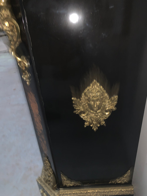 Meuble Napoléon III en bois noir et marqueterie de bois clair XIX siècle