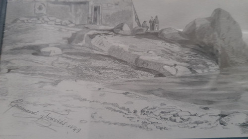 Rare gouache drawing by Edouard TRAVIES 1809-1865