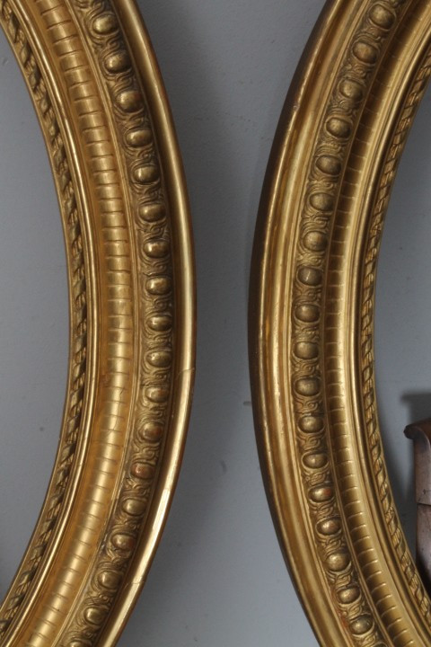  Antique pair of 1840s gilded gold leaf oval beak frames . Measure 98 x 80