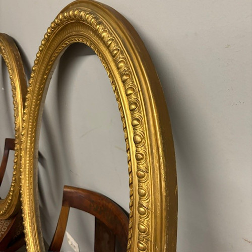  Antique pair of 1840s gilded gold leaf oval beak frames . Measure 98 x 80