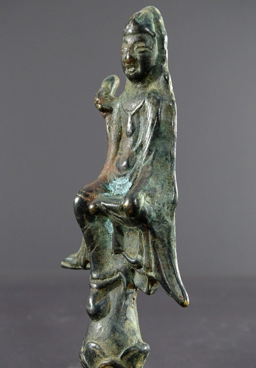 Chine, Fin Dynastie Yuan, Déb. Dynastie Ming, XIVème-XVème Siècle, Statue De Kwan Yin En Bronze.