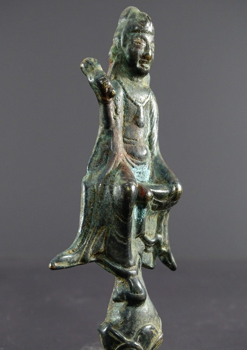 Chine, Fin Dynastie Yuan, Déb. Dynastie Ming, XIVème-XVème Siècle, Statue De Kwan Yin En Bronze.