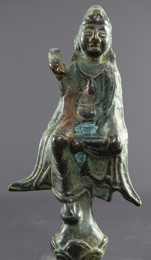Chine, Fin Dynastie Yuan, Déb. Dynastie Ming, XIVème-XVème Siècle, Statue De Kwan Yin En Bronze.
