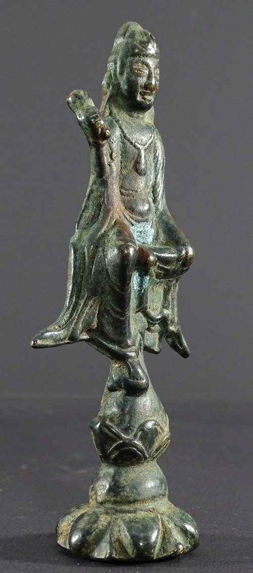 Chine, Fin Dynastie Yuan, Déb. Dynastie Ming, XIVème-XVème Siècle, Statue De Kwan Yin En Bronze.