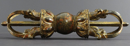 Tibet, Late 19th Century, Important Gilt-Lacquered Bronze Lama Vajra.