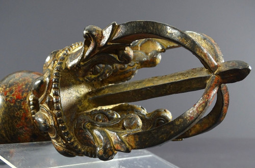 Tibet, Late 19th Century, Important Gilt-Lacquered Bronze Lama Vajra.