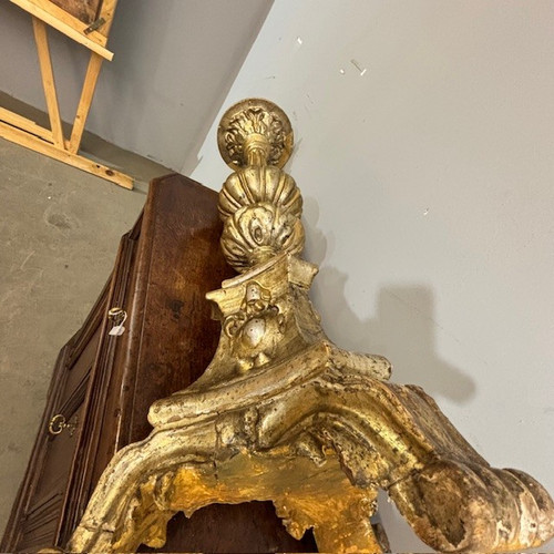 Candélabre ancien - Bougeoir doré d'époque Louis XVI vers 1770. H 104