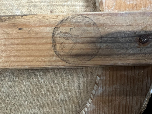 OLIO SU TELA OVALE DECORATO CON PUTTI CHE GIOCANO CON UNA SCIARPA