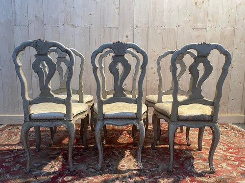 Set of 6 Louis XV Venetian chairs