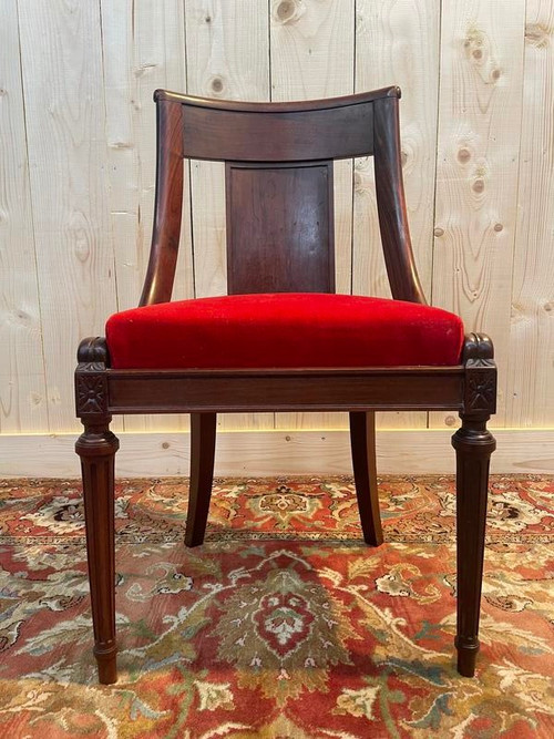 Set of 6 Empire Gondola chairs - Louis XVI in mahogany