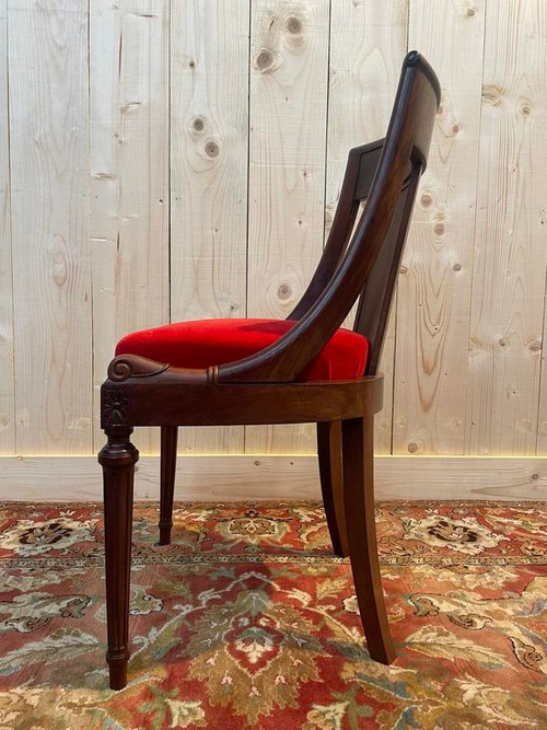 Set of 6 Empire Gondola chairs - Louis XVI in mahogany