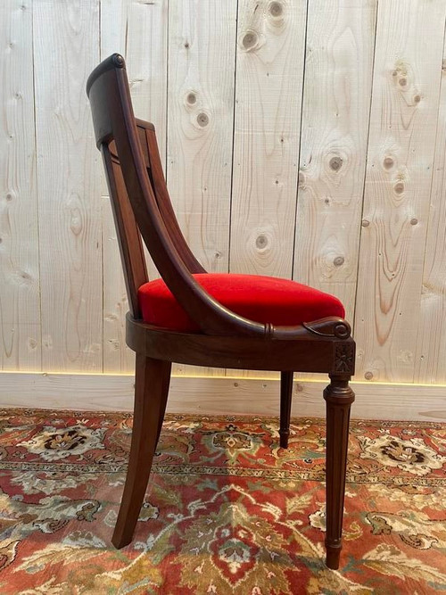 Set of 6 Empire Gondola chairs - Louis XVI in mahogany