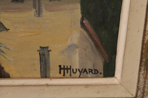 Paesaggio di Vailly presso Thonon-les-Bains Olio su tela del XX secolo firmato Henri Huyard