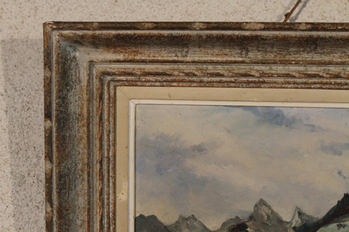 Paesaggio di Vailly presso Thonon-les-Bains Olio su tela del XX secolo firmato Henri Huyard