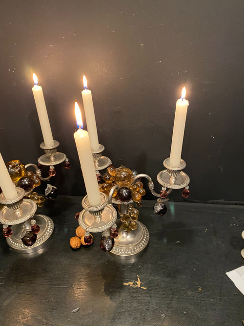 Pair of candelabra with three branches