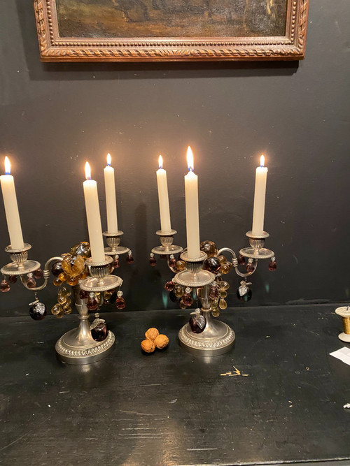Pair of candelabra with three branches