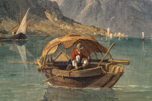 Georges Clarkson Stanfield Vue du Lac Majeur huile sur toile vers 1865-1870