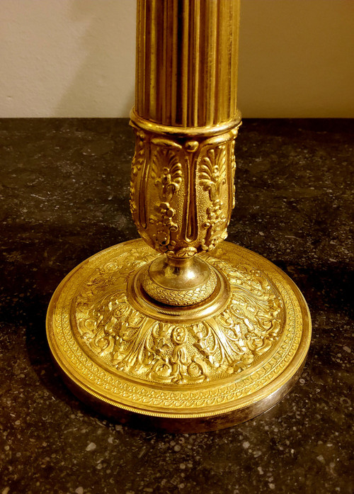 Pair of chased and gilded bronze Flambeaux 19th century circa 1820