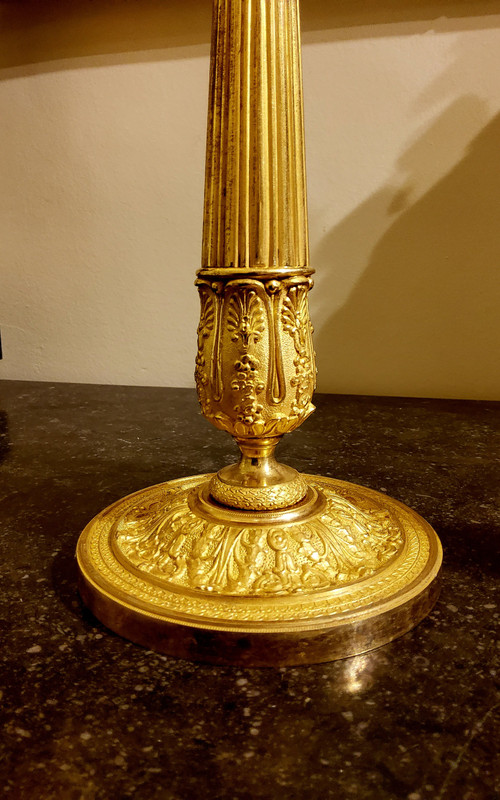 Pair of chased and gilded bronze Flambeaux 19th century circa 1820