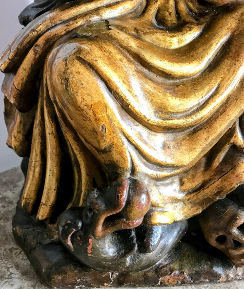 Madone hispano-flamande en bois polychrome et doré 